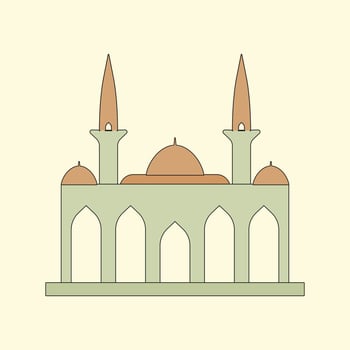 Islamic mosque building flat illustration vector