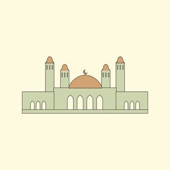 Islamic mosque building flat illustration vector