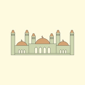 Islamic mosque building flat illustration vector