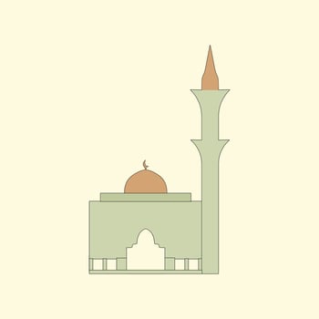 Islamic mosque building flat illustration vector