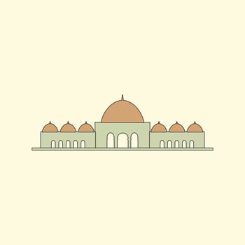 Islamic mosque building flat illustration vector