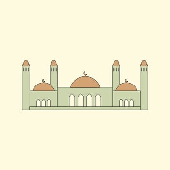 Islamic mosque building flat illustration vector