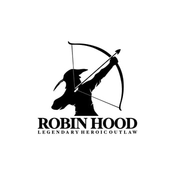 Robin Hood the legendary villain silhouette design logo retro vintage archer fighter logo vector