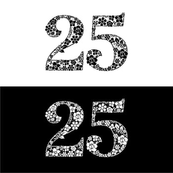 Number 25 Logo Composed Of Flowers And Plants vector