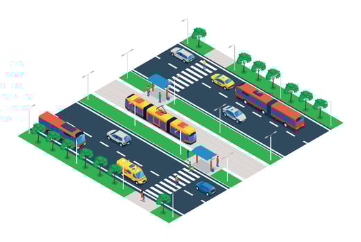 Public Transport Boulevard Composition vector