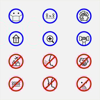 how to prevent corona icon set vector