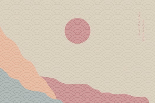 abstract wavy style background with japanese pattern vector