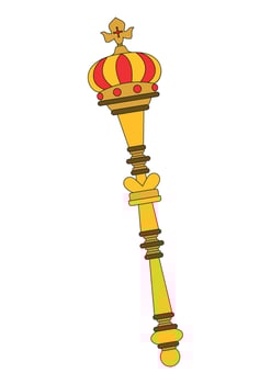 Clipart Sceptre. Vector illustration of golden sceptre isolated on white background