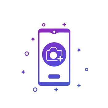 Add photo icon with smart phone vector