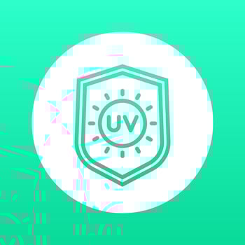 UV protection line icon, symbol over white vector