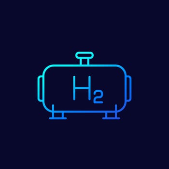 hydrogen gas tank line icon on dark vector