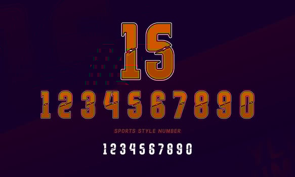 Sports jersey number alphabet set vector
