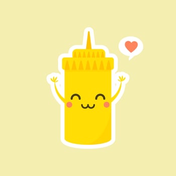 Cute Mustard Yellow Sauce Bottle Vector Illustration Cartoon Smile