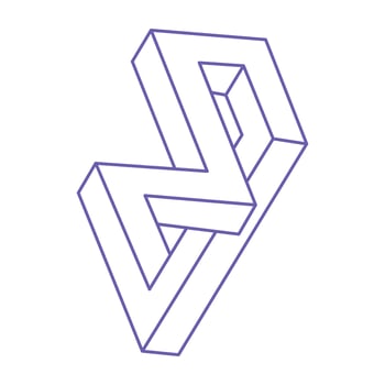 Impossible shape. Optical illusion. Sacred geometry figure. Abstract eternal geometric object. Impossible endless outline. Optical art. Impossible geometry shape on a white background. Logo. vector