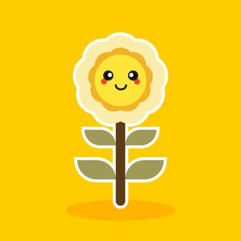 happy sunflower character mascot flat design vector illustration