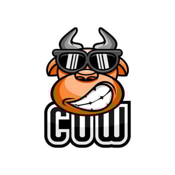 vector illustration of cartoon cow wearing sunglasses