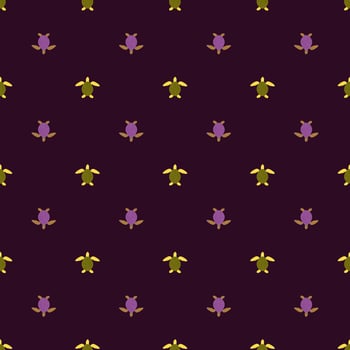 Seamless pattern sea turtles. Cute marine turtle in doodle style. vector