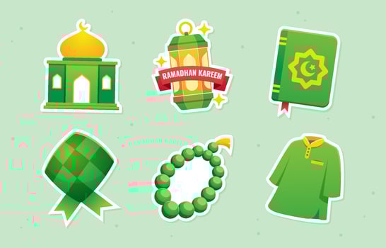 Ramadan Kareem Gradient Sticker Set vector