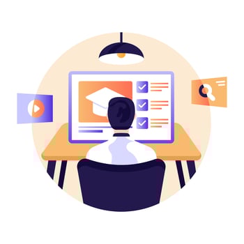 Person monitoring doctor dashboard, flat illustration vector