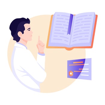 Person monitoring doctor dashboard, flat illustration vector