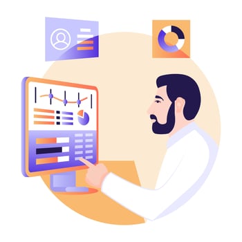 Flat illustration of online analysis is up for premium use vector
