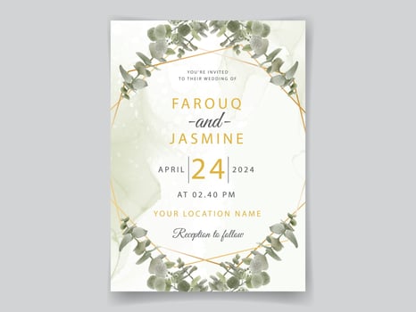 Greenery eucalyptus wedding invitation vector