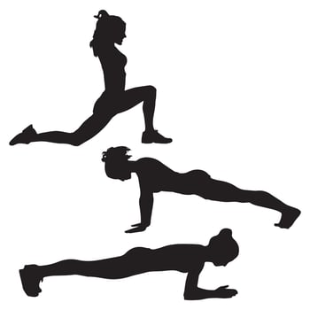 female yoga gym fitness silhouette vector