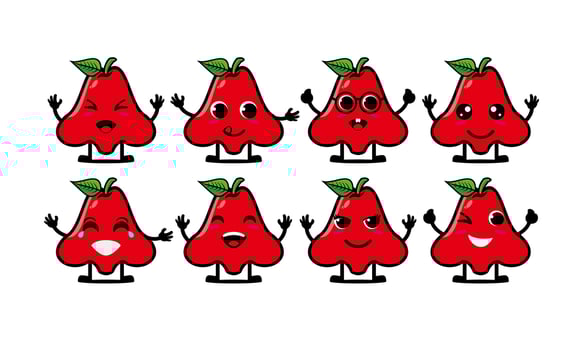 Cute smiling funny guava set collection.Vector flat cartoon face character mascot illustration .Isolated on white background vector