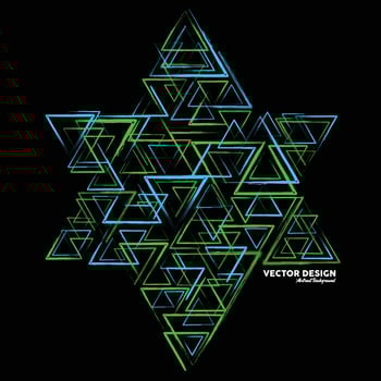 Artistic abstract background in light blue and light green colors made of random triangular shapes. Vector illustration.