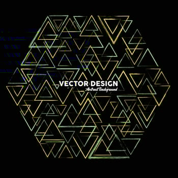 Artistic abstract background in light green and yellow colors made of random triangular shapes. Vector illustration.