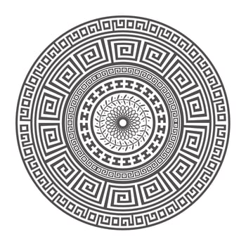 Circle greek mandala design. Round meander borders. Decoration elements patterns. Vector illustration isolated on white background