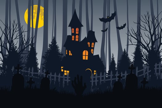 Spooky haunted house vector illustration
