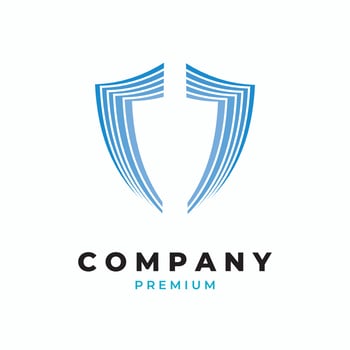 A layer of  Dark Blue Arrow Sign be a Shield Vector Logo