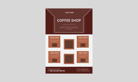 Coffee Shop flyer template, Cafe promotion flyer poster design. Cafe in town flyer design template. vector