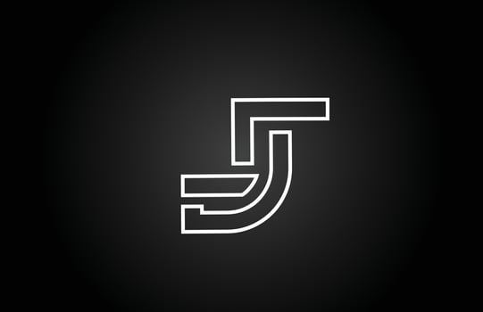 line J black and white alphabet letter logo icon design . Creative template for company and business vector