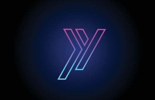Y alphabet letter logo design icon with line. Creative template for company and business in pink blue colors vector