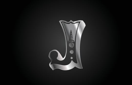 J vintage metal alphabet letter icon logo. Creative design for business or company vector