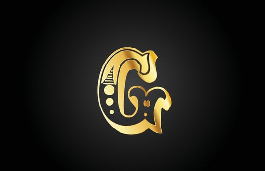 golden vintage G metal alphabet letter logo icon. Creative design template for company or business vector