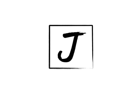 grunge J alphabet letter logo icon with square. Creative design template for business and company in white and black vector