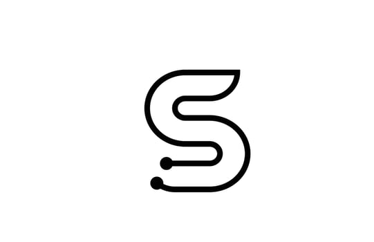 S line black and white alphabet letter logo icon design with dot. Creative template for business and company vector