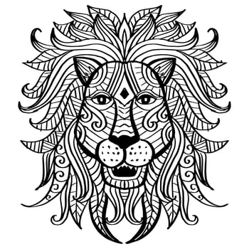 Zentangle Lion. Mandala drawing, Lion mandala, Doodle art designs vector