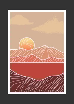 Abstract mountain painting, Abstract background, Premium Vector