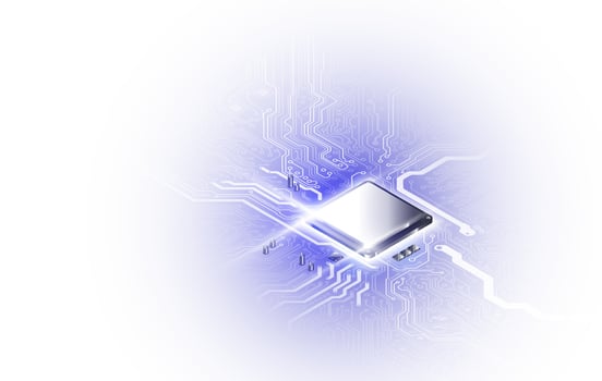 Abstract technology chip processor background circuit board and html code,3D illustration blue technology background vector. vector