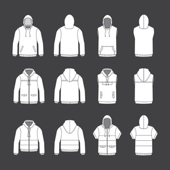 Flat Outline Hoodie Mockup Pack vector