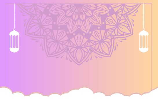 Islamic gradient background vector design with arabic mandala and mosque decoration for ramadan kareem day or eid muharram banner