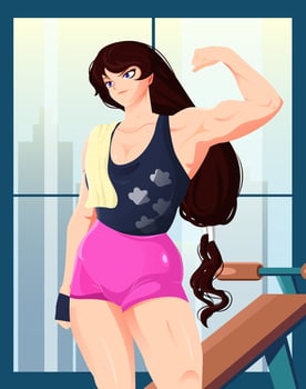beatifful fitness muscle girl vector illustration
