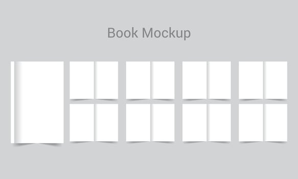 Brochure, magazine, book or catalog mock up isolated on soft gray background. 3D illustrating vector