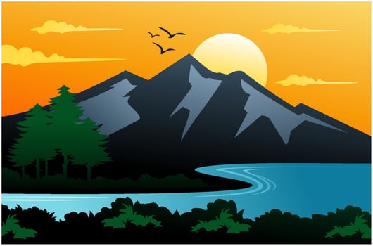 Untitled-1nature lake with mountain landscape illustration vector