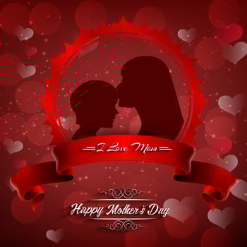 Happy Mother's Day. Beautiful silhouette of mother and kid vector