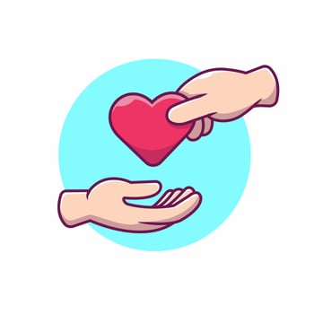 Hand Giving Love Heart Cartoon Vector Icon Illustration. People Love  Icon Concept Isolated Premium Vector. Flat Cartoon Style